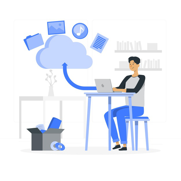 An illustration of a vet using cloud storage