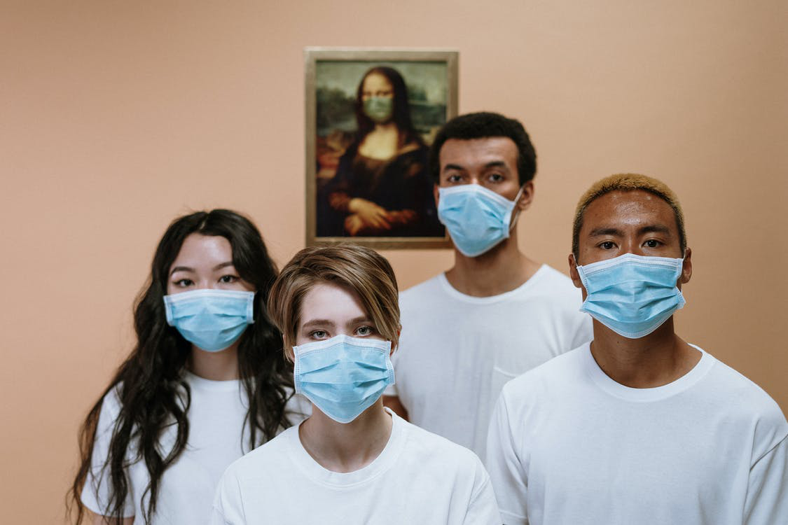 A group of health workers wearing face masks
